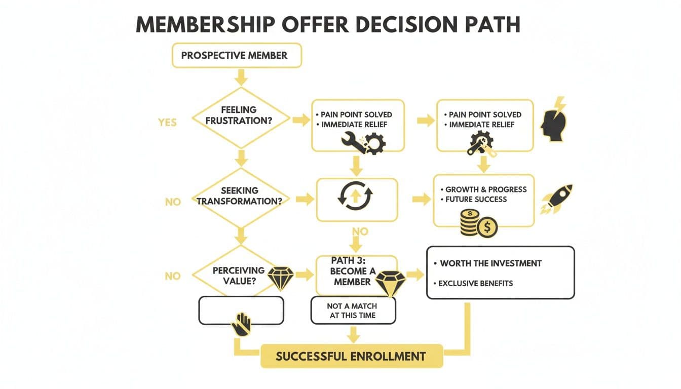 A flowchart illustrating the membership offer decision path for a prospective member.