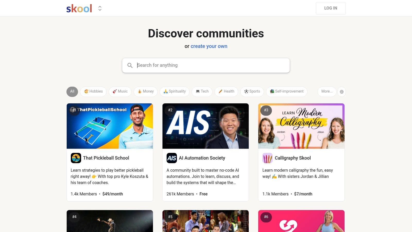 Skool community and course interface